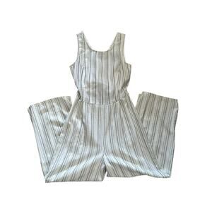 Potters Pot white and grey striped wide leg jumpsuit